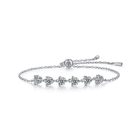 Dreamy Beauty Permeates - S925 Platinum Plated Moissanite Bracelet Set
