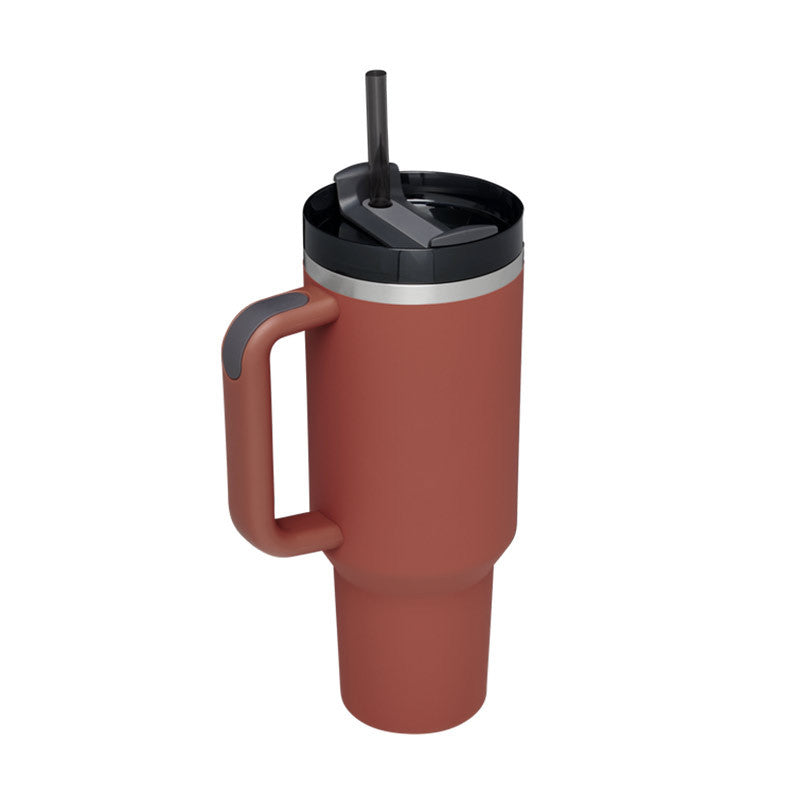 40oz Insulated Stainless Steel Tumbler with Handle & Straw - Spill-Proof Travel Mug