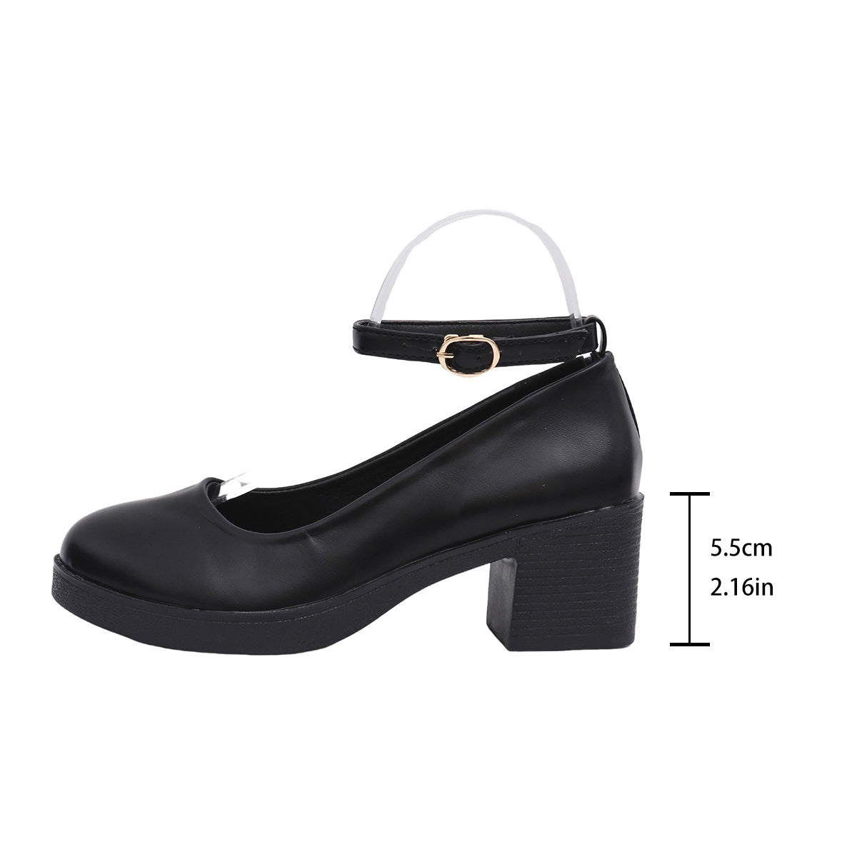Women's Round-Toe Low-Cut Chunky Heel Shoes - Comfortable Block Heel Design