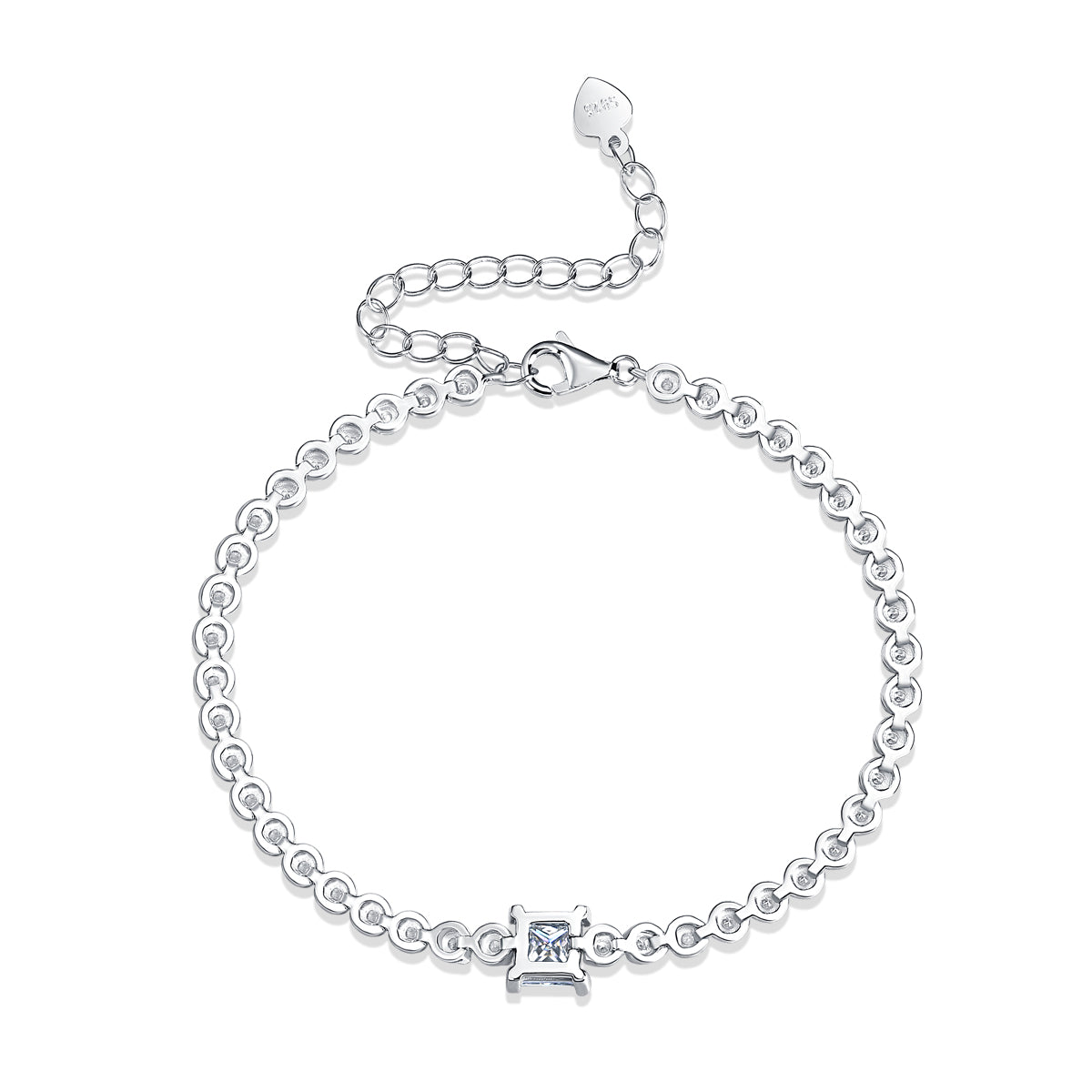 Rubik's Cube - S925 Platinum Plated Moissanite Bracelet Set