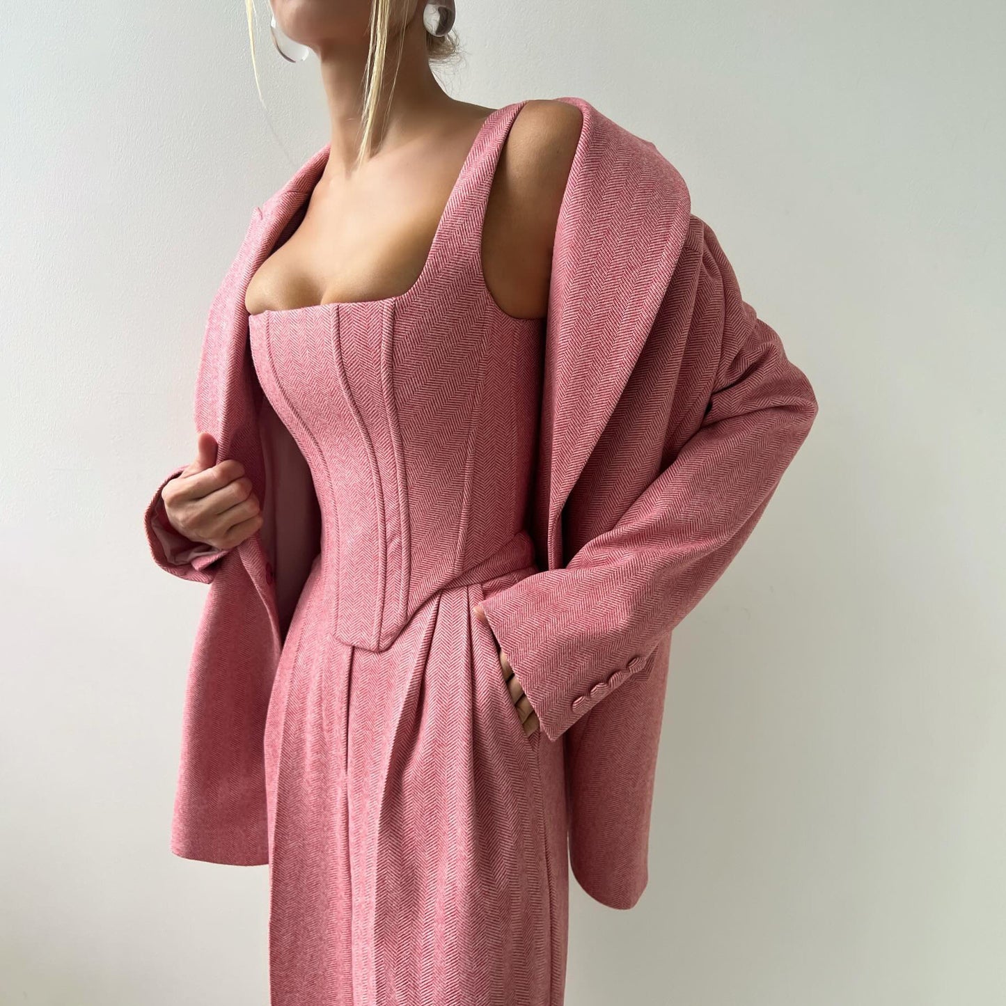 Women's Fishbone Pattern Tailored Suit