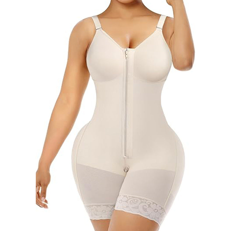 Mesh Corset Leotard with Zipper Detail