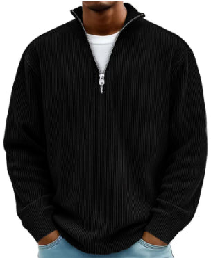 Men's Corduroy Zip Stand Collar Sweatshirt