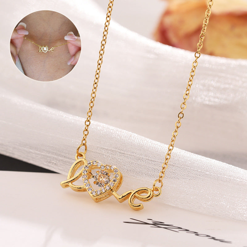 Love Heart Clavicle Necklace - Titanium Steel Chain