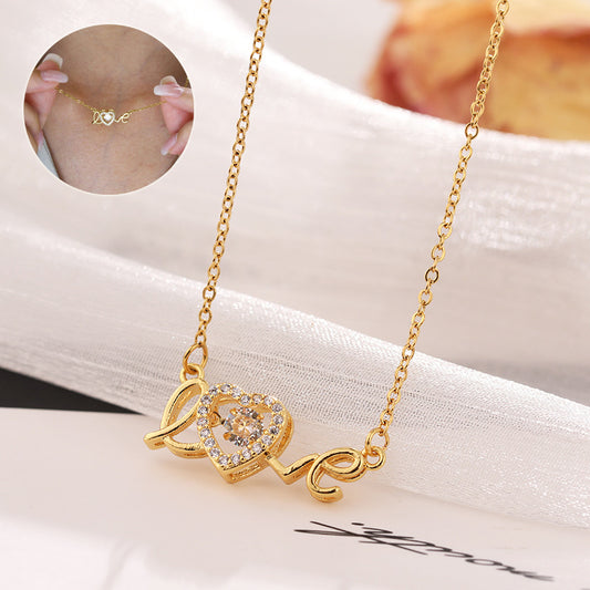 Love Heart Clavicle Necklace - Titanium Steel Chain