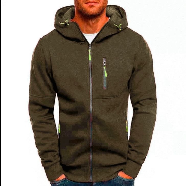 Men's Zip-Up Hooded Sports Jacket