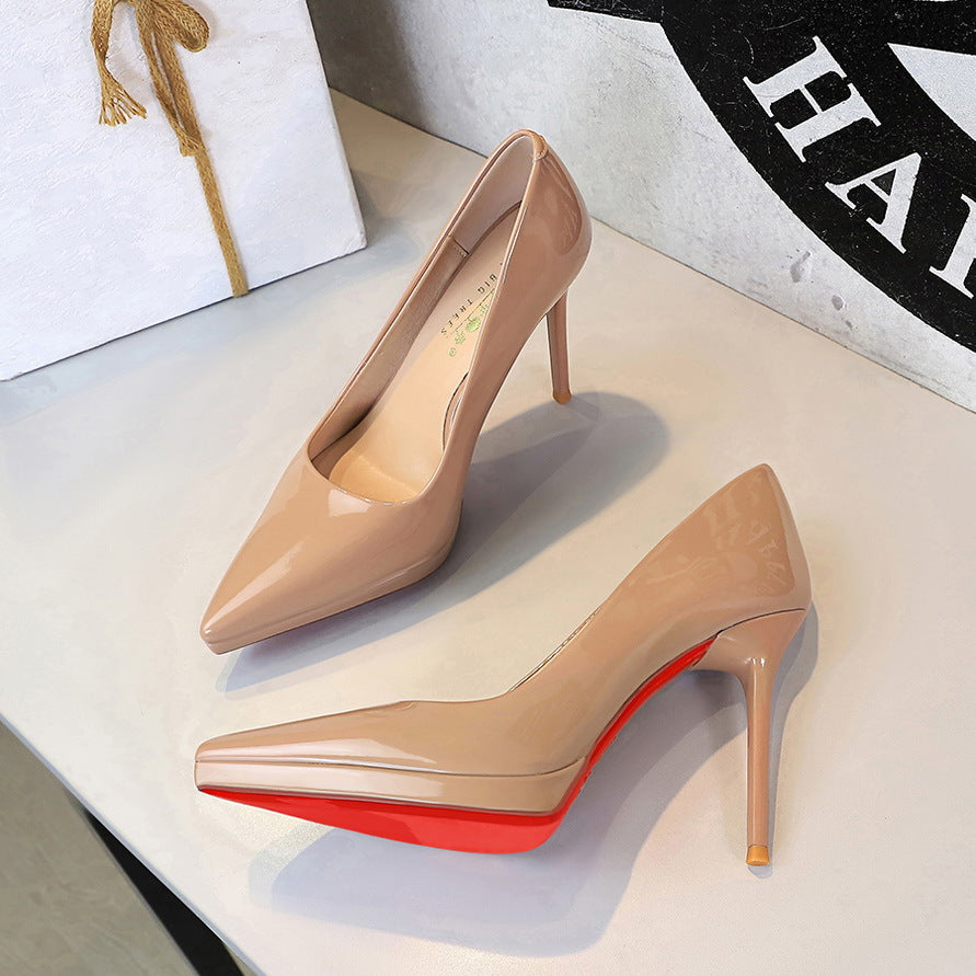 Women's Professional Patent Leather Stiletto Heel Pumps - Elegant High Heel Shoes