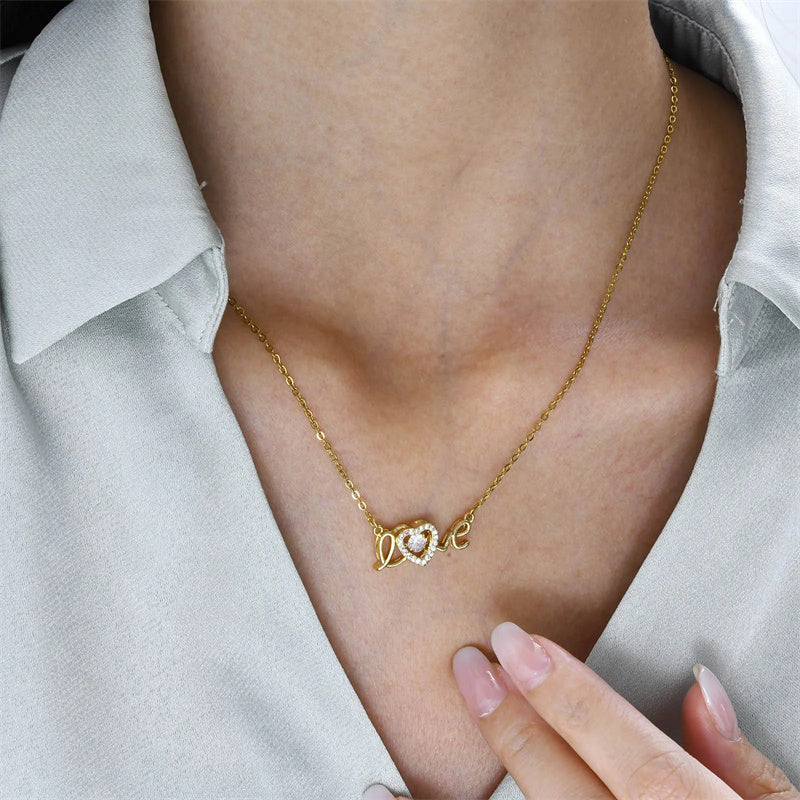 Love Heart Clavicle Necklace - Titanium Steel Chain