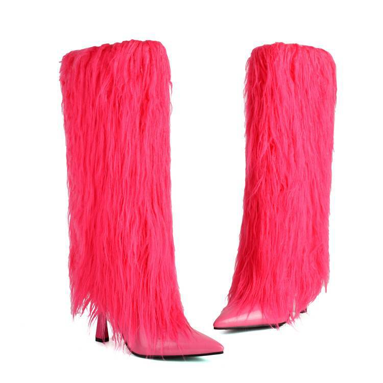 Bottes longues tendance à talons aiguilles, bout pointu et pampilles pour femme