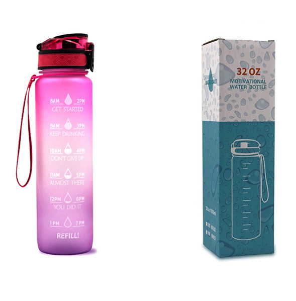 Water Bottle  1L with Time Marker - Leakproof Sports Bottle with Bounce Cover
