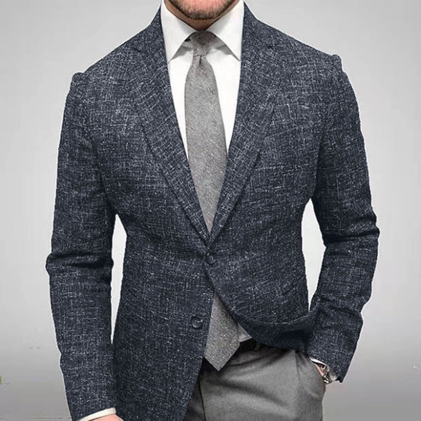 Men's Plaid Long Sleeve Suit Jacket