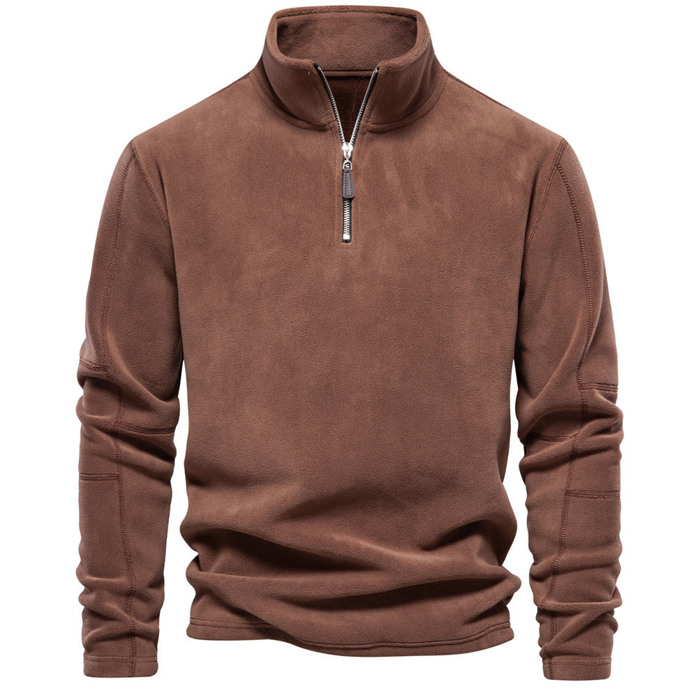 Men's Fleece-Lined Zip Stand Collar Sweatshirt
