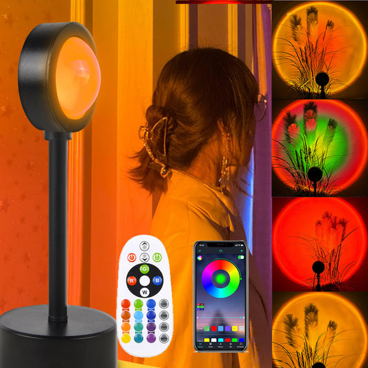 Sunset Projection Lamp - Rotating Rainbow Night Light for Wall Decoration