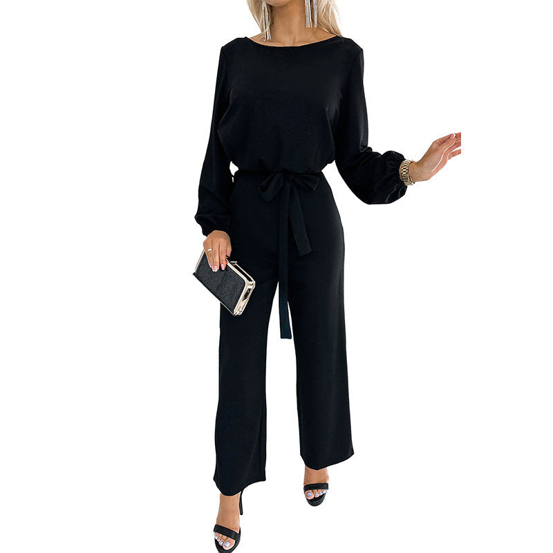 Combinaison pull femme ajustée à lacets et manches longues