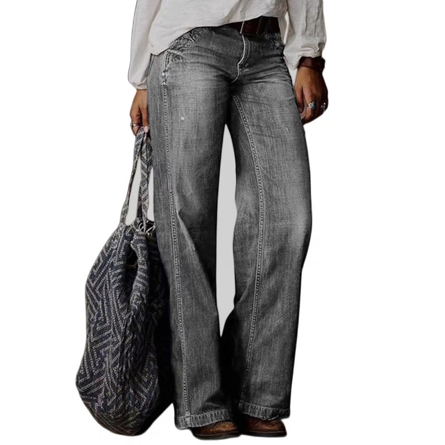 Jeans droits pour femme avec poches