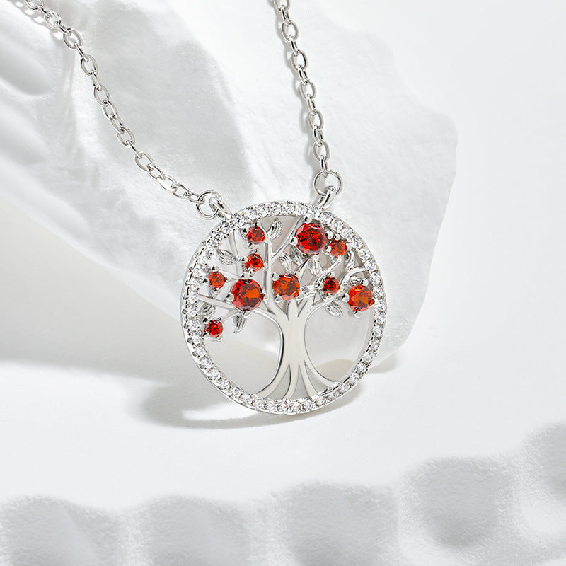 Collier Arbre de Vie - Pendentif Zircon Coloré Creux
