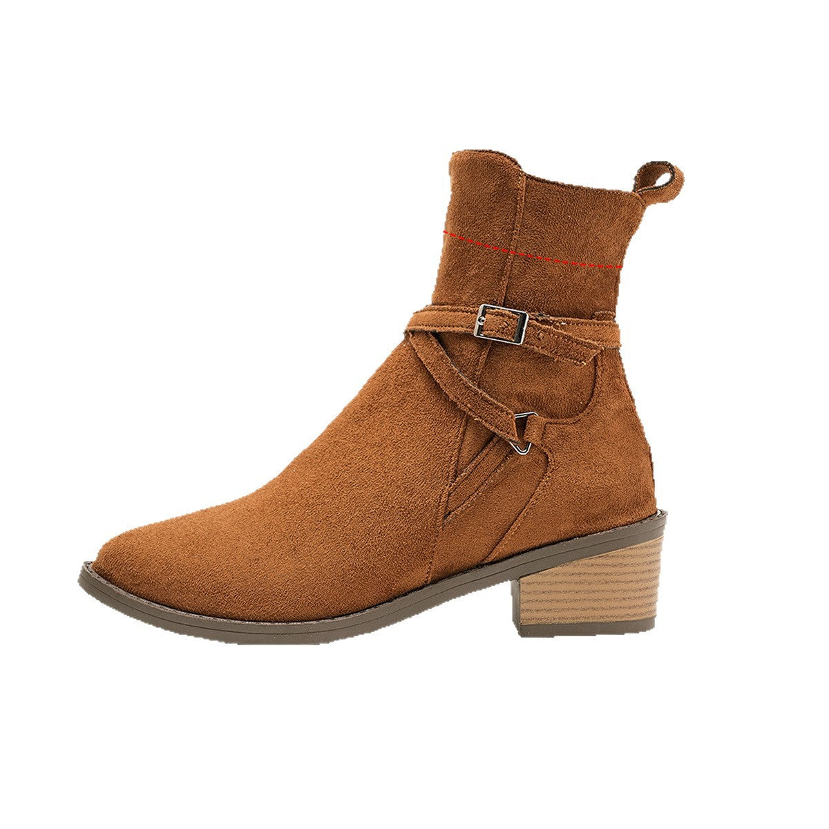 Women's Cross-strap Side Zipper Mid-heel Ankle Boots