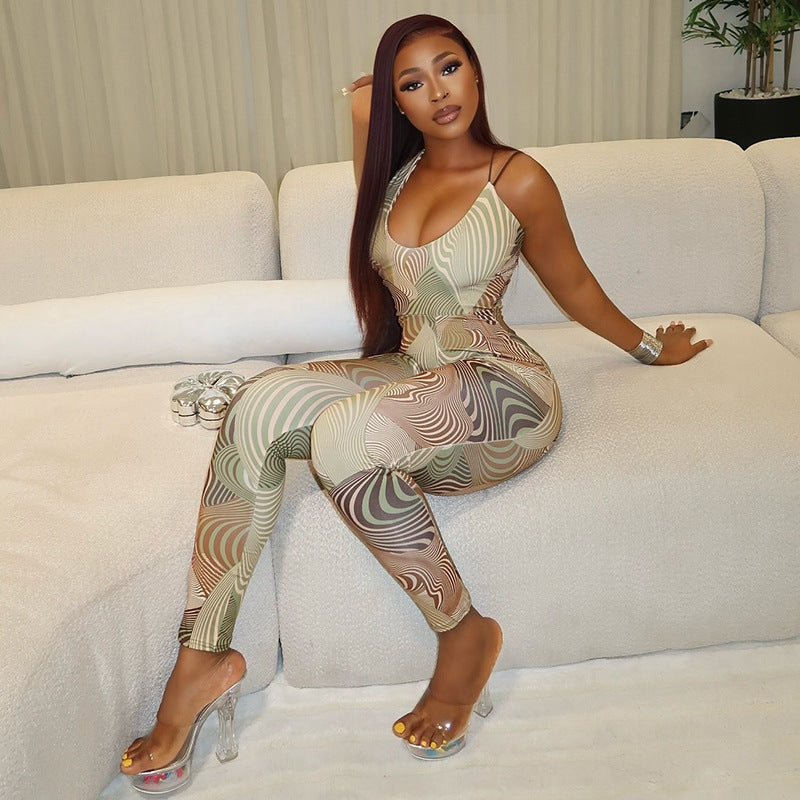 Printed Bandeau Bodysuit for Women