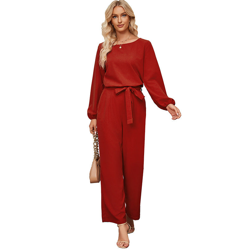 Combinaison pull femme ajustée à lacets et manches longues