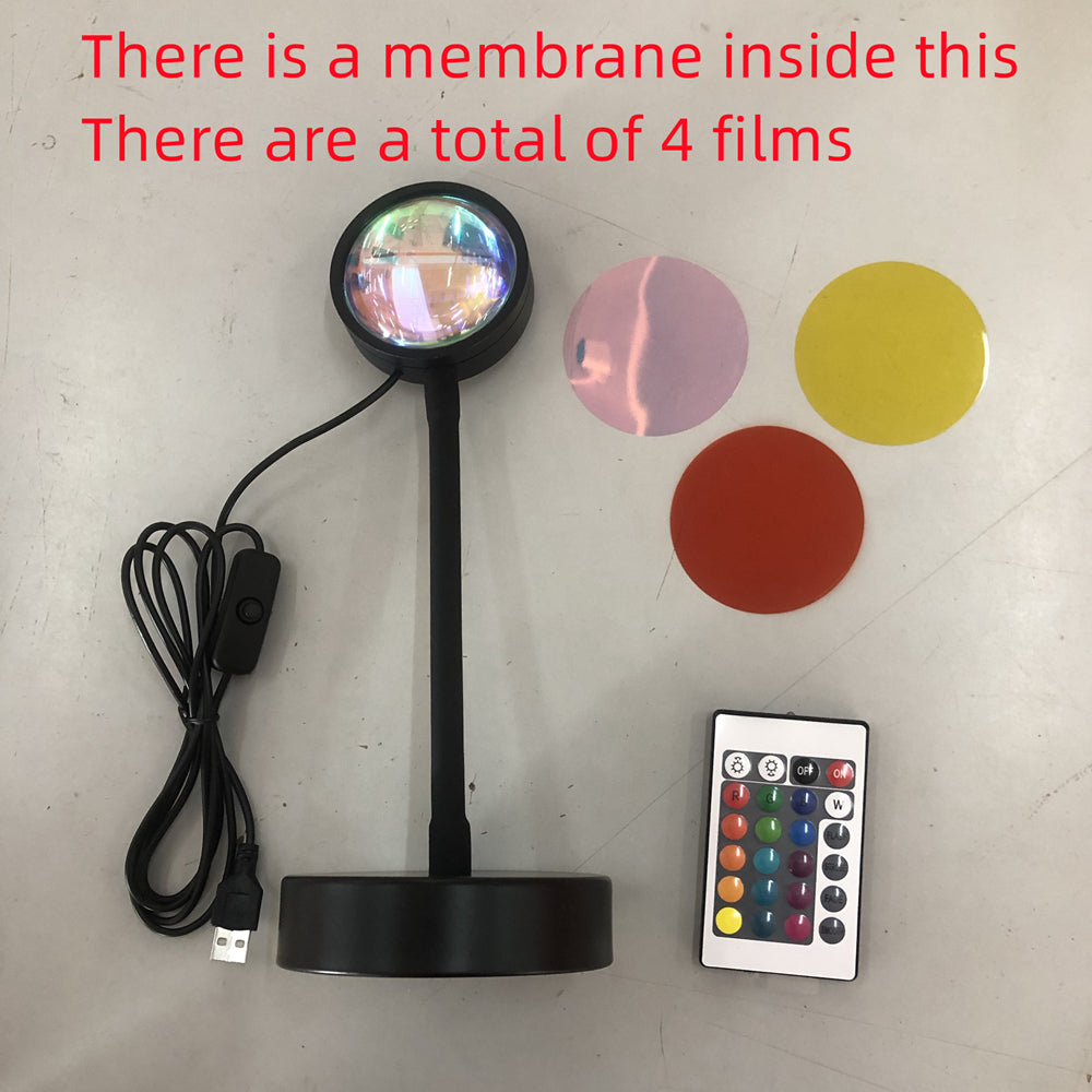 Sunset Projection Lamp - Rotating Rainbow Night Light for Wall Decoration