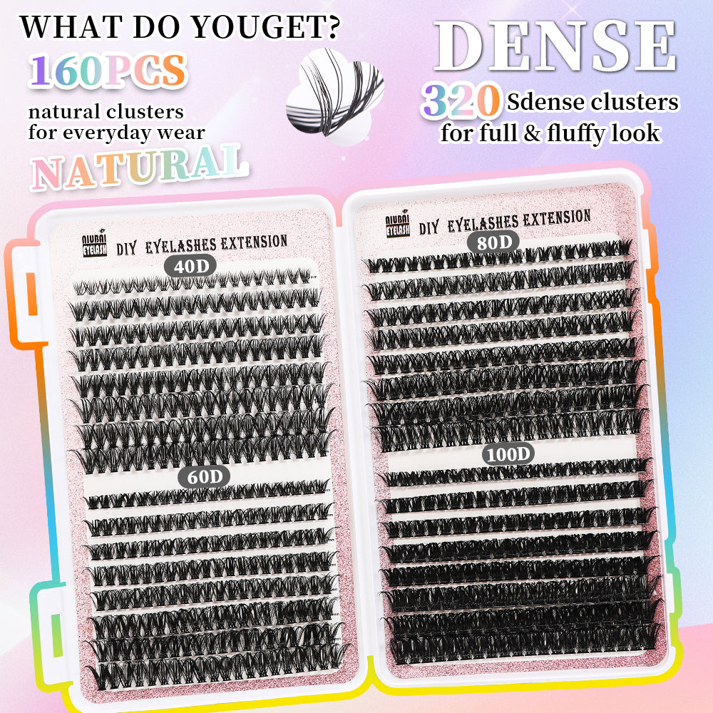 Premium Cluster Lash Set – 640 Segmented Lashes in 32 Rows