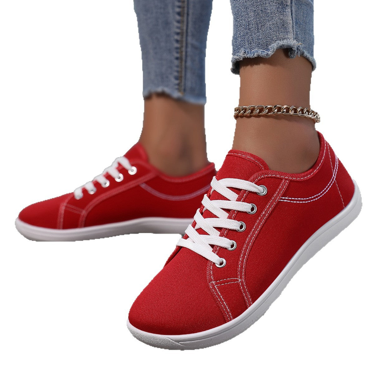 Unisex White Canvas Sneakers - Soft-Sole Comfort Shoes for Couples & Everyday Wear