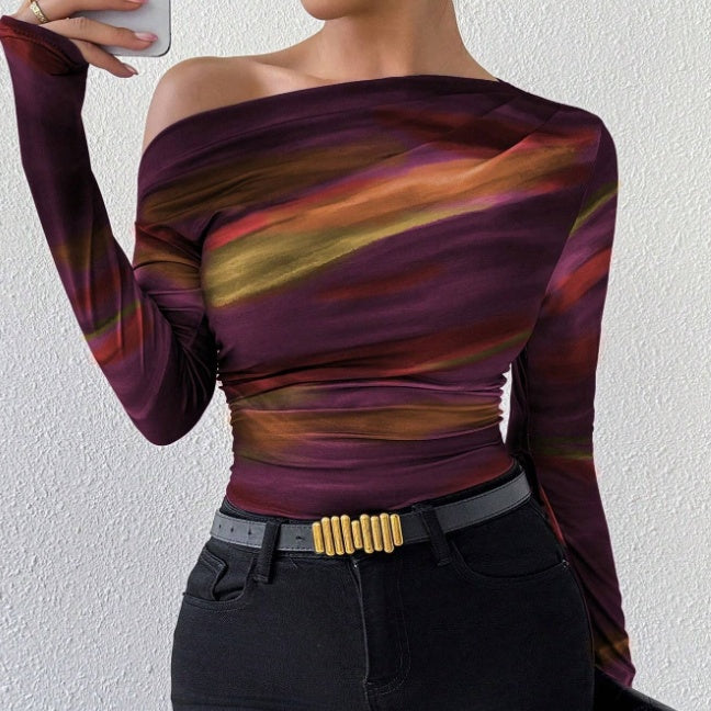 T-shirt à manches longues imprimé pour femme