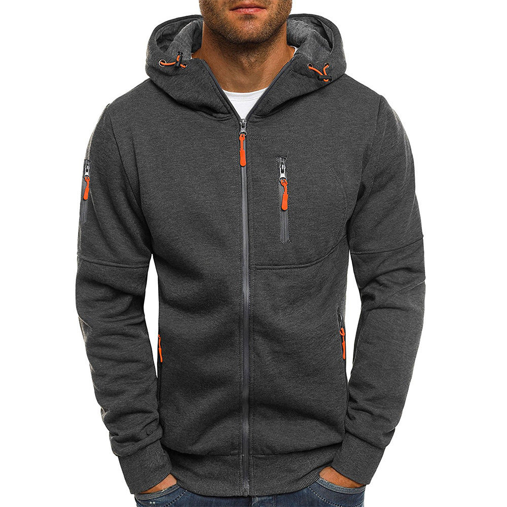 Men's Zip-Up Hooded Sports Jacket