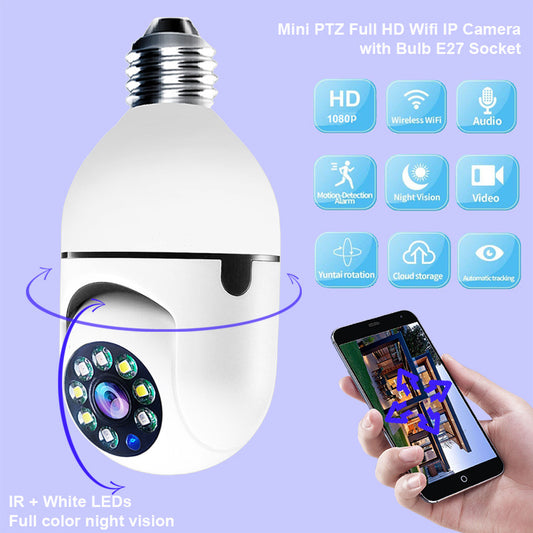 E27 WiFi Security Camera Bulb - 1080P HD with 4X Zoom & 5G Connectivity