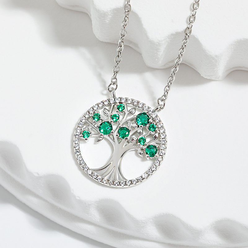 Collier Arbre de Vie - Pendentif Zircon Coloré Creux