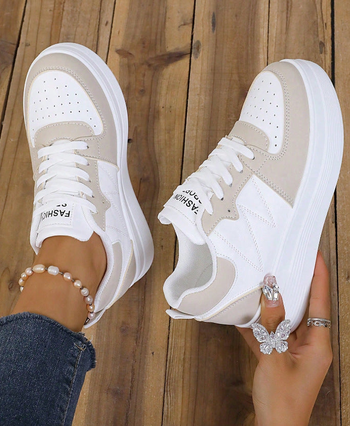 Women's White Platform Sneakers - Chunky Sole Elevator Trainers for Height & Style