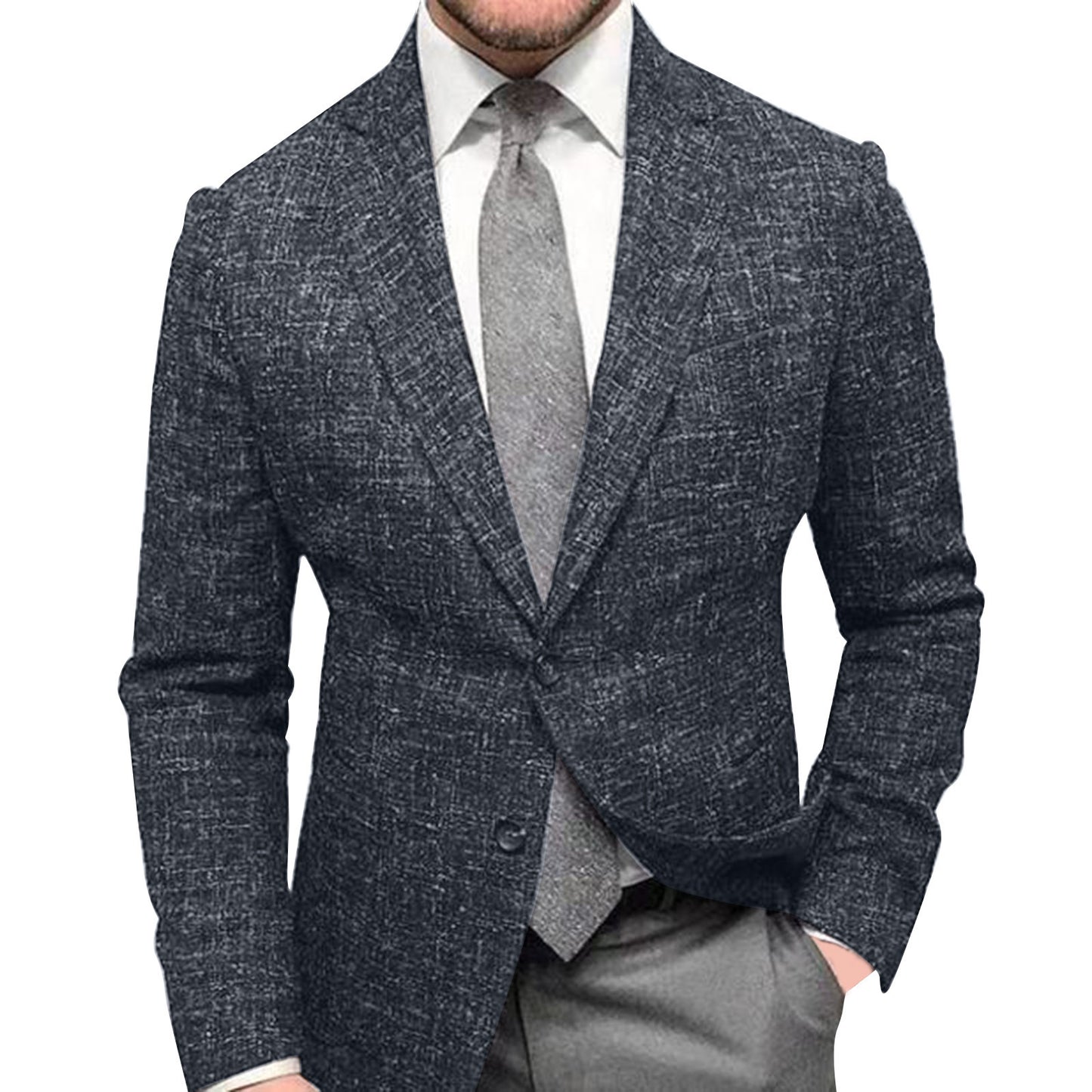 Men's Plaid Long Sleeve Suit Jacket