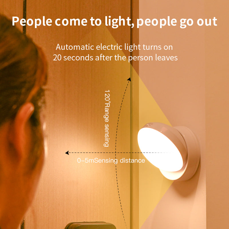 Veilleuse à détecteur de mouvement rotatif - Lumière LED pour couloir, garage et armoire