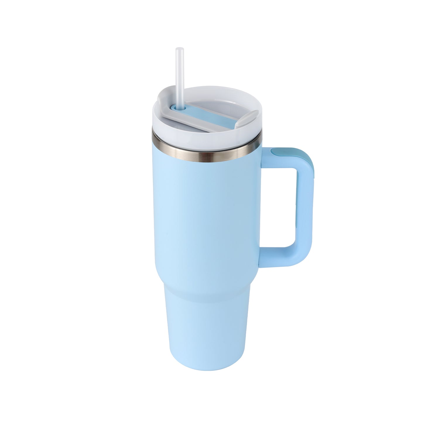 40oz Insulated Stainless Steel Tumbler with Handle & Straw - Spill-Proof Travel Mug