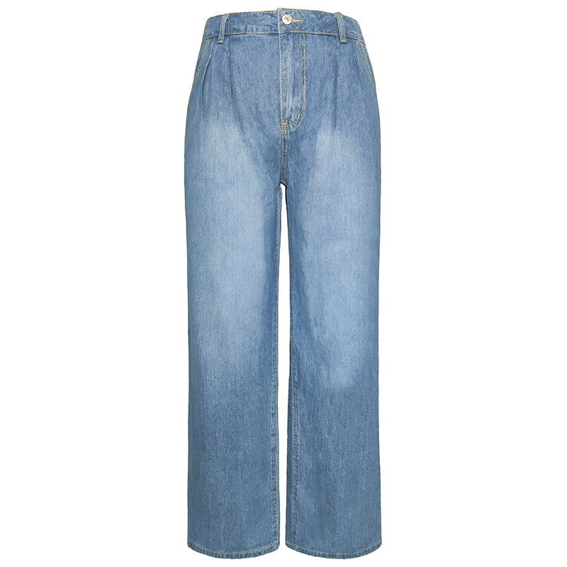 Jeans amples taille haute bleus pour femme