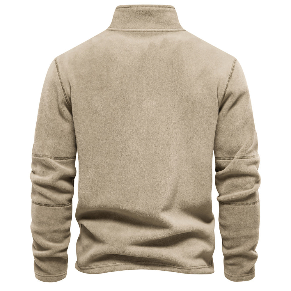 Men's Fleece-Lined Zip Stand Collar Sweatshirt