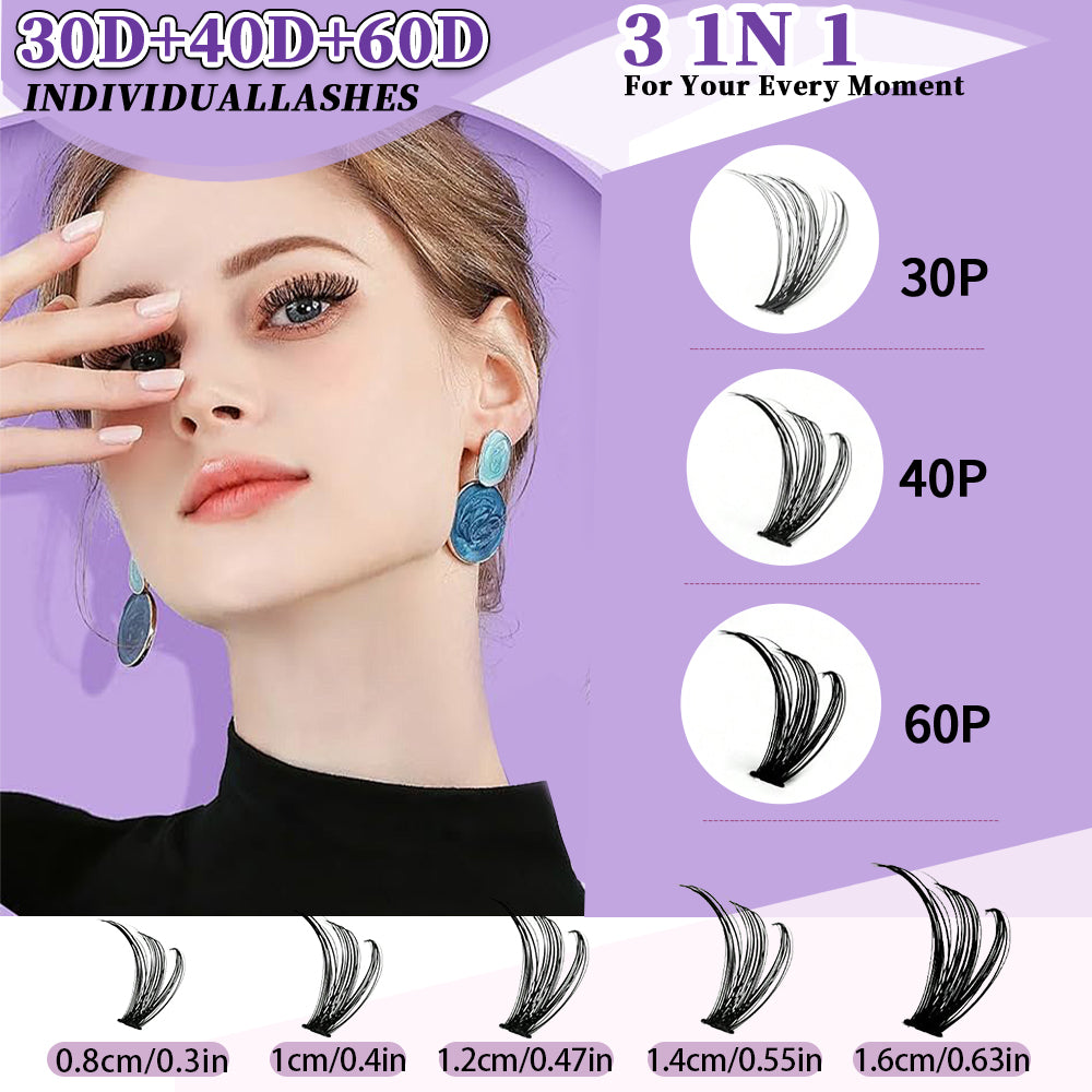 Premium Cluster Lash Set – 640 Segmented Lashes in 32 Rows