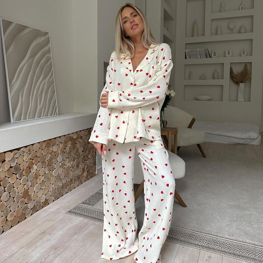 Heart Print Pajama Set – Two Piece