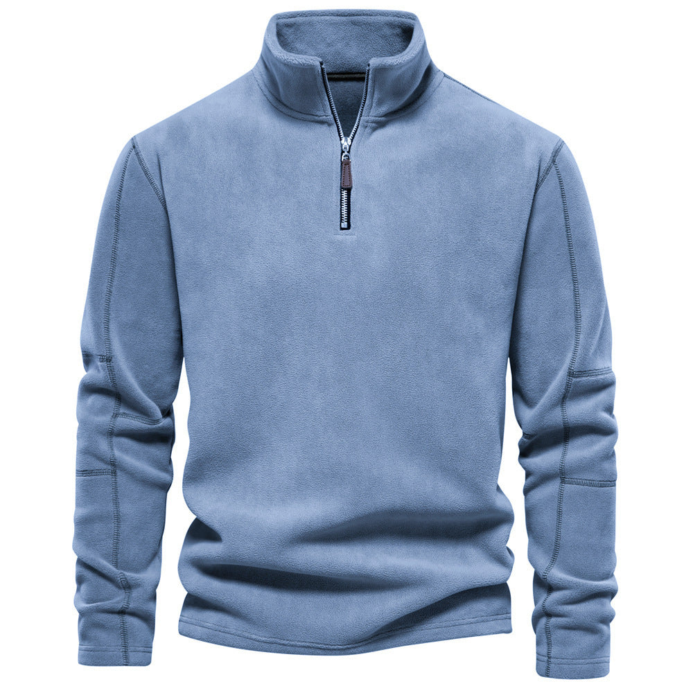 Men's Fleece-Lined Zip Stand Collar Sweatshirt