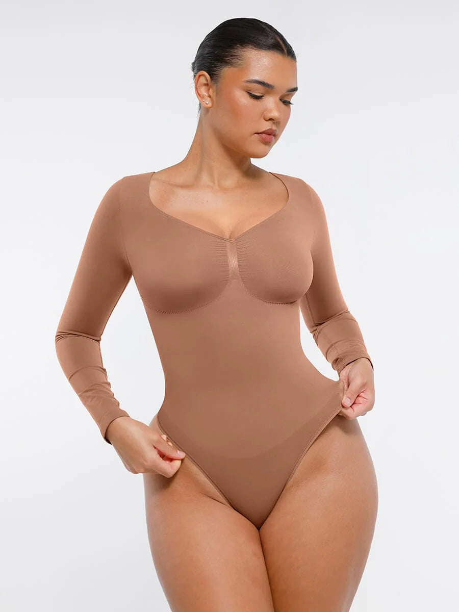 Long Sleeve Seamless Bodysuit with Tummy Control