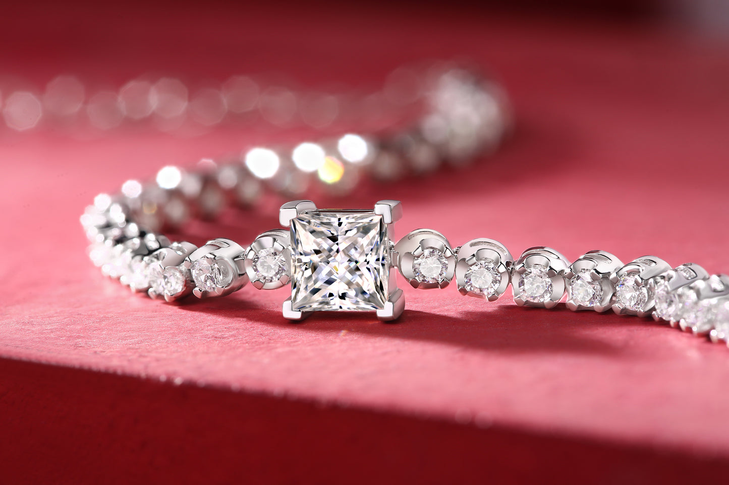 Rubik's Cube - S925 Platinum Plated Moissanite Bracelet Set