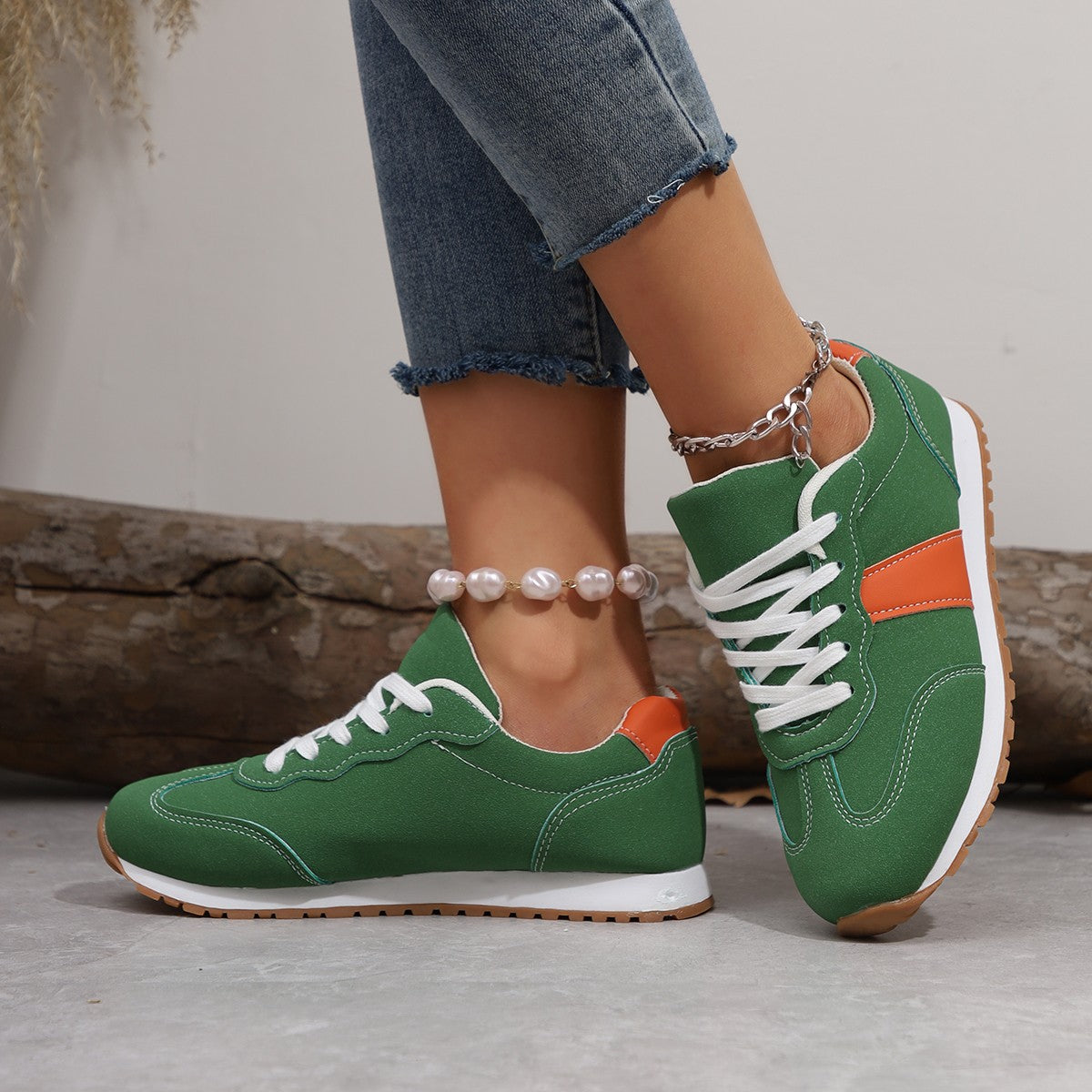 Women's Thick Sole Platform Sneakers - Casual Lace-Up Round Toe Elevating Shoes