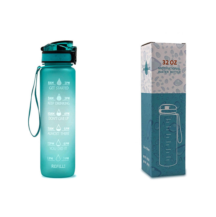 Water Bottle  1L with Time Marker - Leakproof Sports Bottle with Bounce Cover