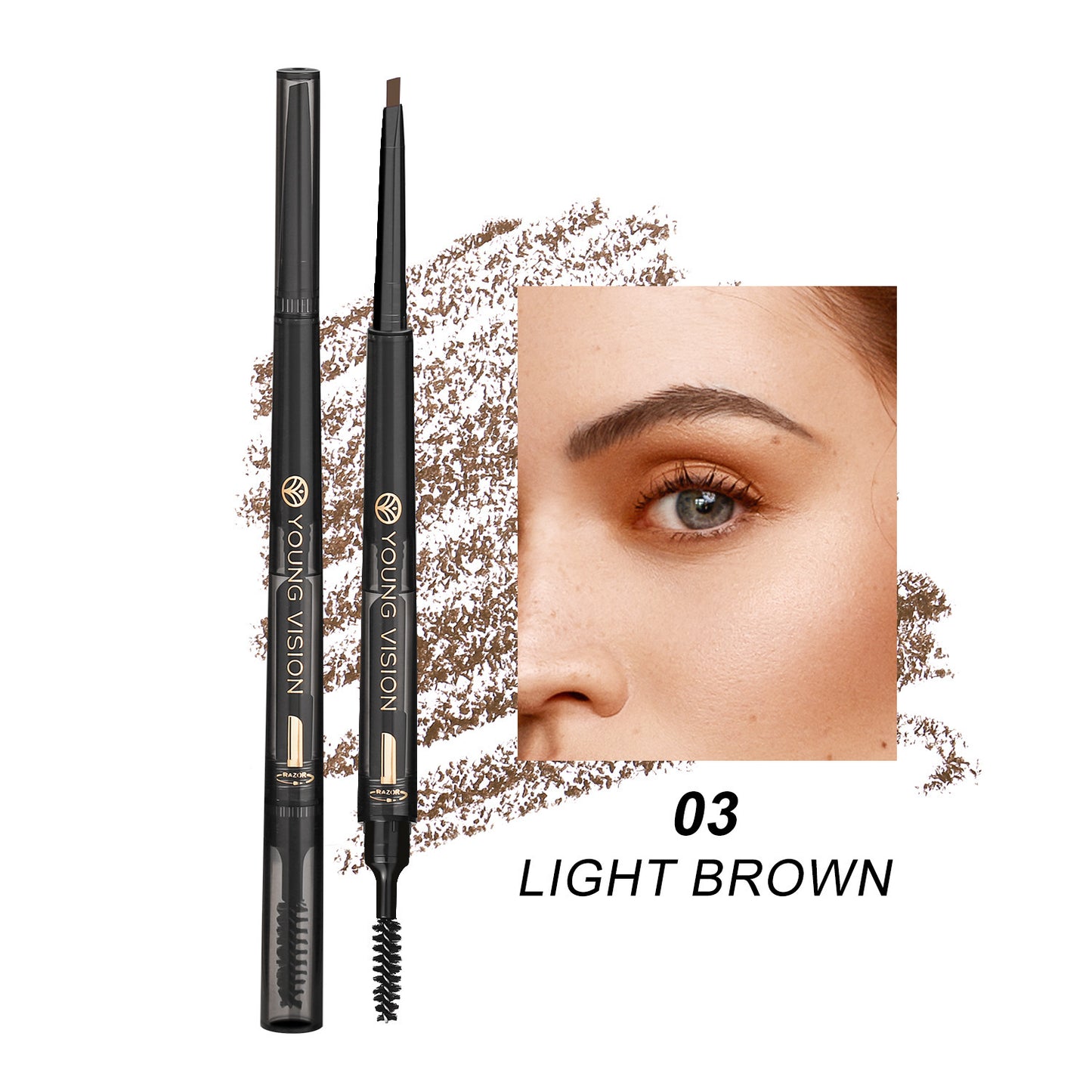 3-in-1 Waterproof Eyebrow Pencil - Smudge-Proof Long-Lasting