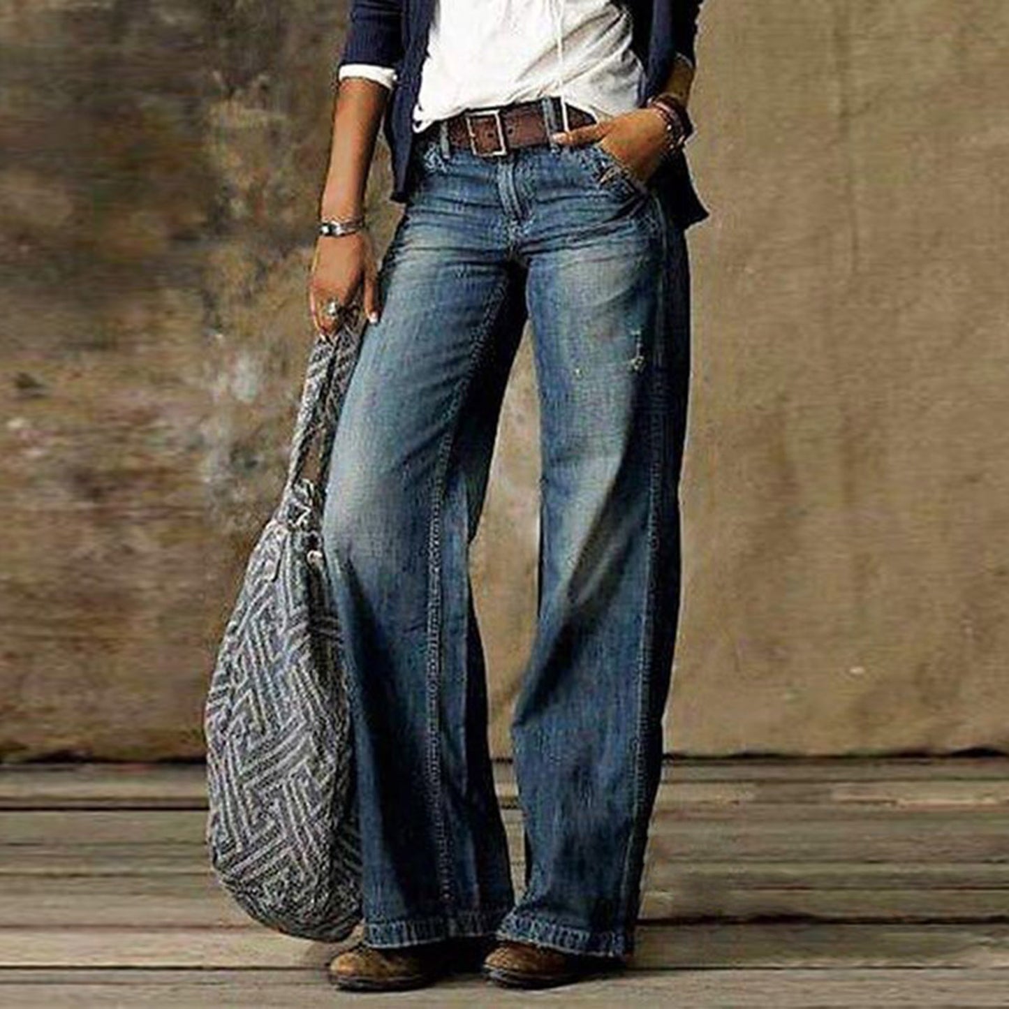 Jeans droits pour femme avec poches