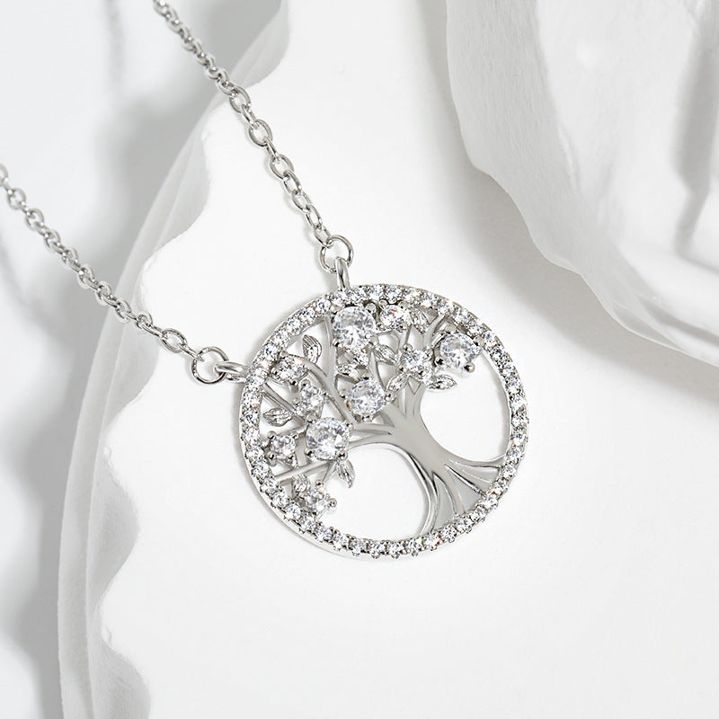 Collier Arbre de Vie - Pendentif Zircon Coloré Creux