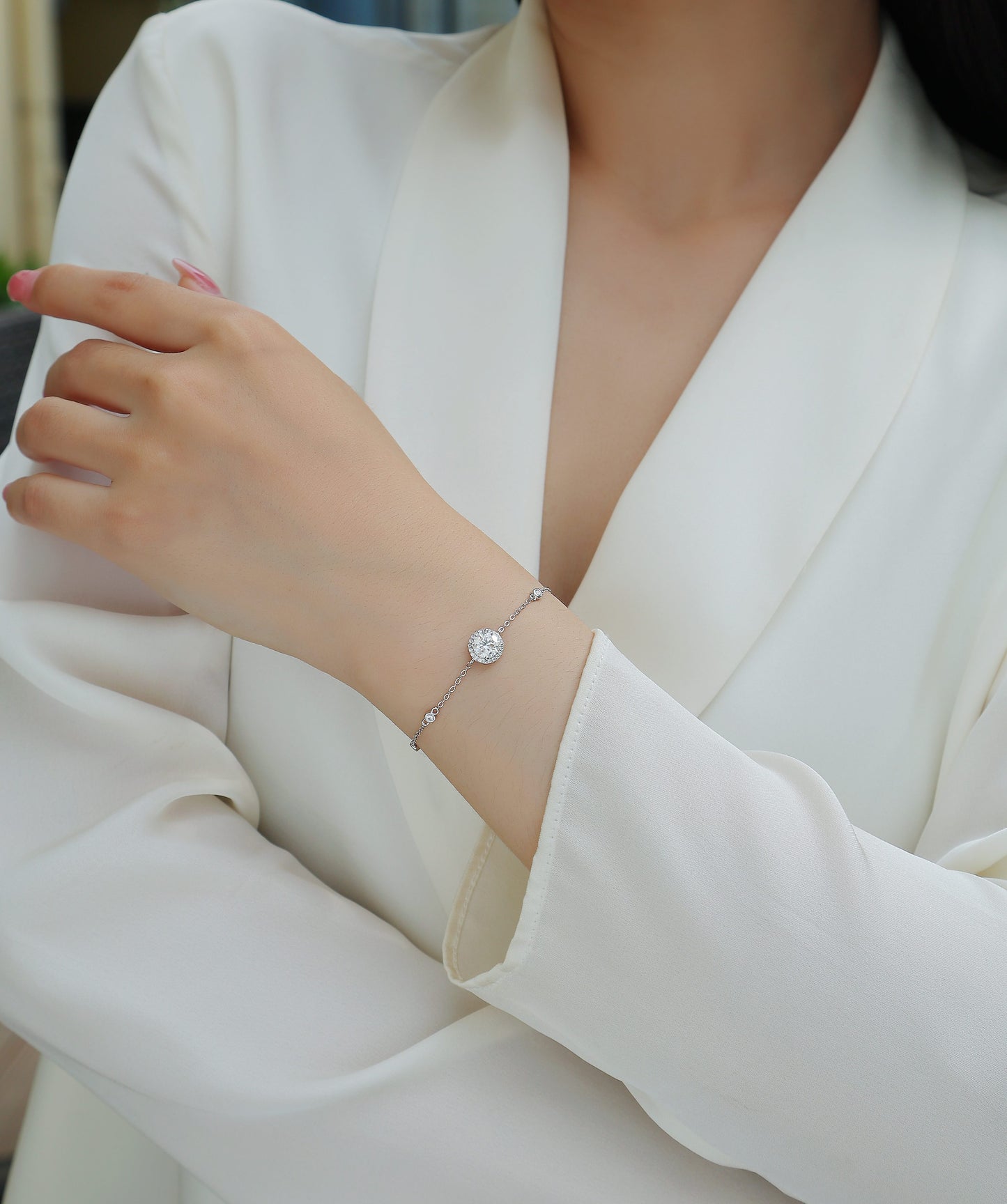 Harmonious And Brilliant - S925 Platinum Plated Moissanite Bracelet
