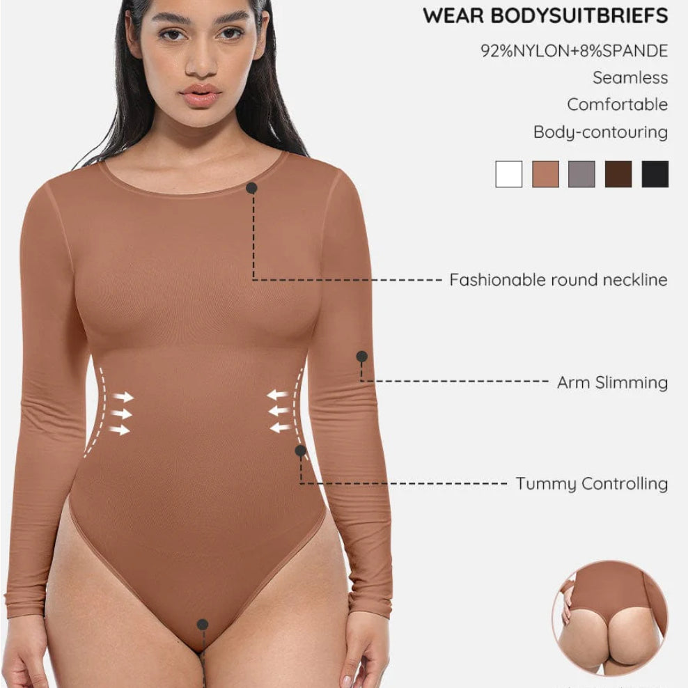 Seamless Long Sleeve thong Corset Shapewear Bodysuit