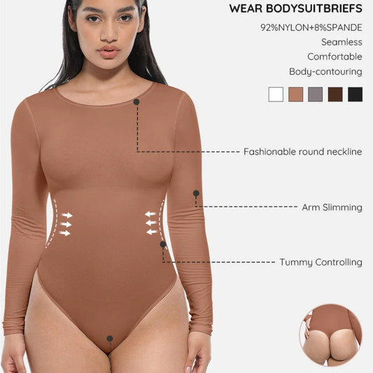 Body gainant corset à manches longues et sans coutures