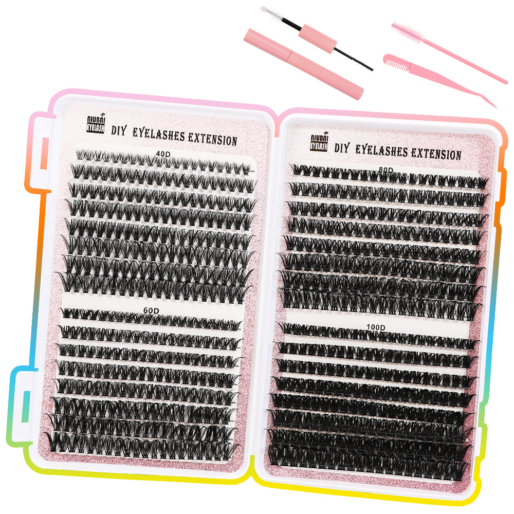 Premium Cluster Lash Set – 640 Segmented Lashes in 32 Rows